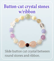 Button cut crystal+ribbon